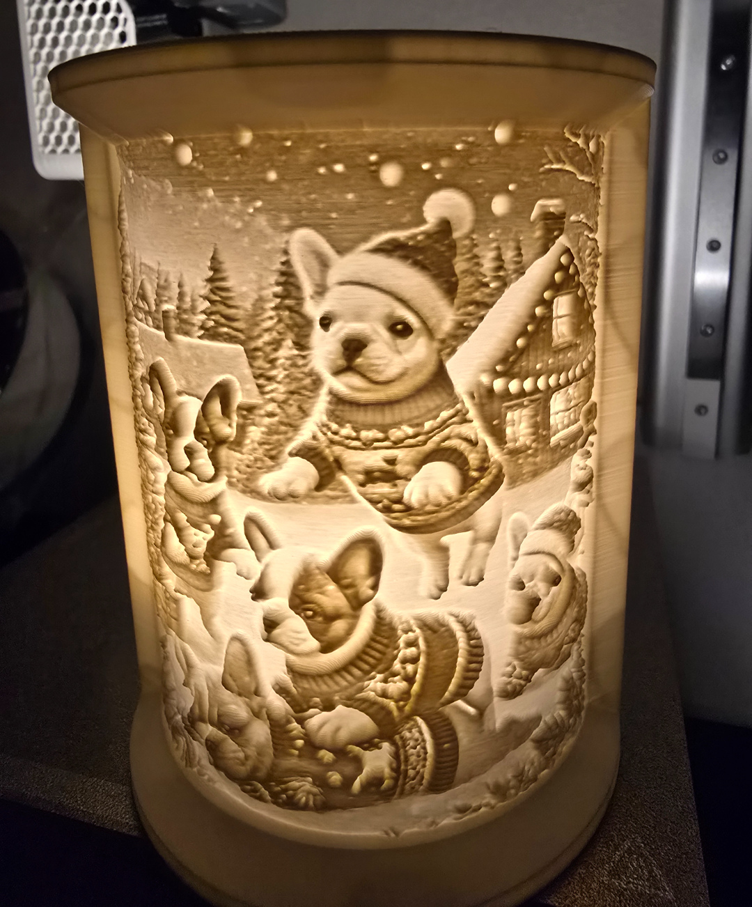 lithopane christmas french bulldog