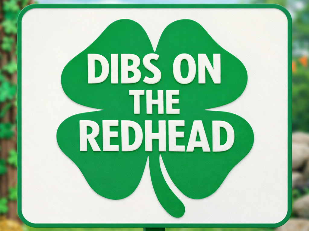 Dibs on the Redhead  Funny St. Patrick’s Day Sign