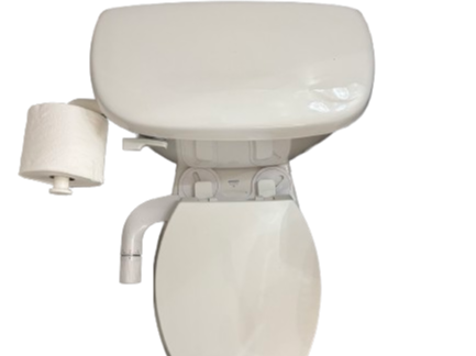 Over-tank toilet paper holder for tight spaces