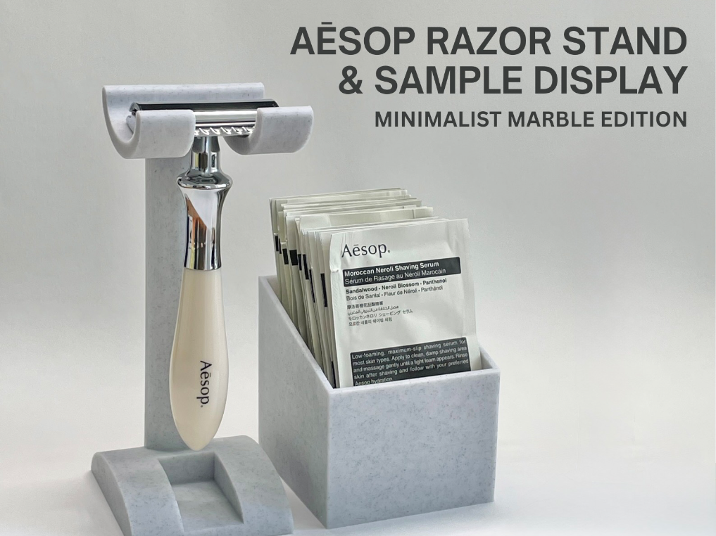 Aesop Razor Stand & Sample Box - Minimalist Marble