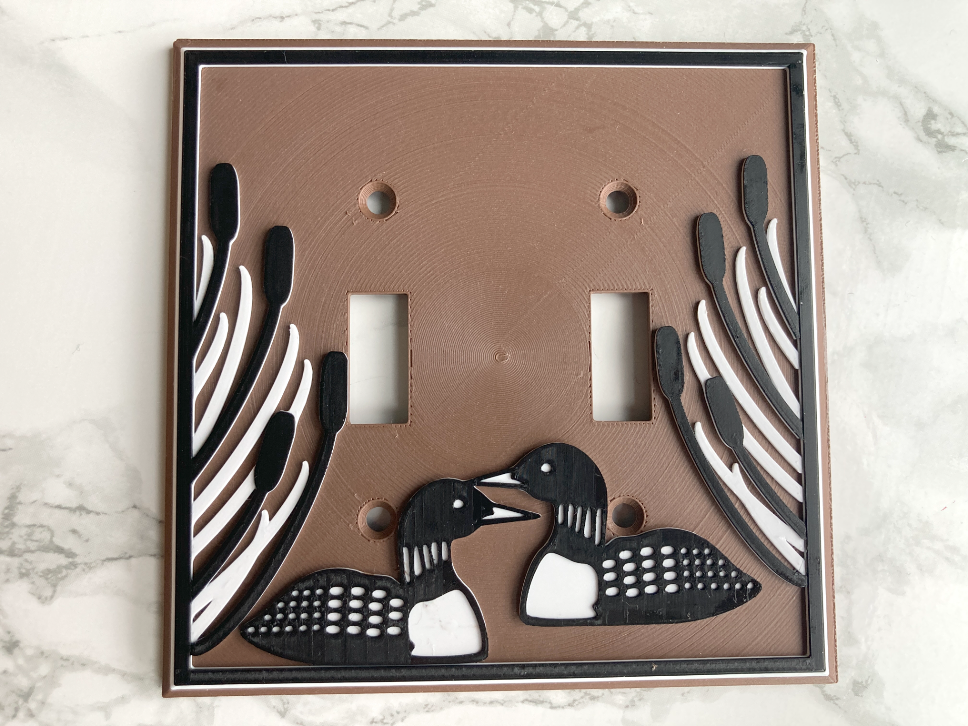Loons, Cattails & Reeds Double Light Switch Cover