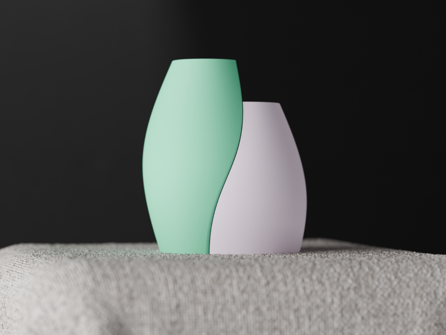 Dual Vase Set. Sweeping Interlocking Vases