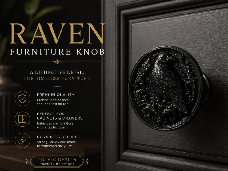 Gothic Raven Furniture Knob