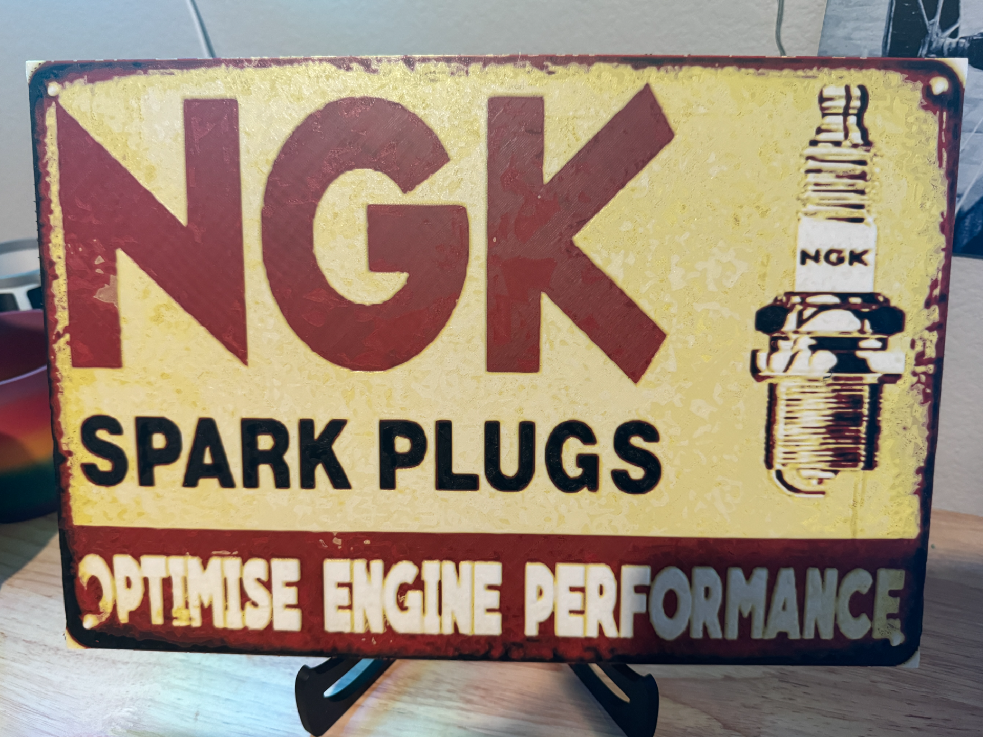 Vintage NGK Spark Plugs Sign - Hueforge 4 Color