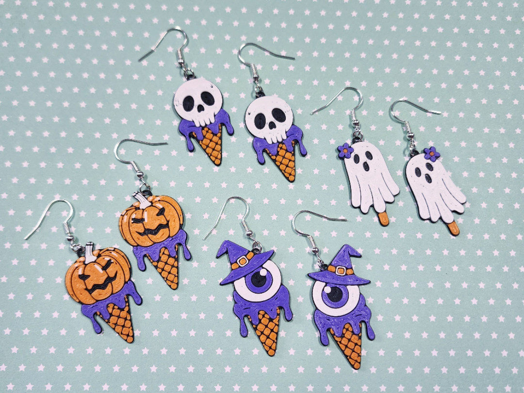 Halloween Ice Cream Earrings, Quick Print