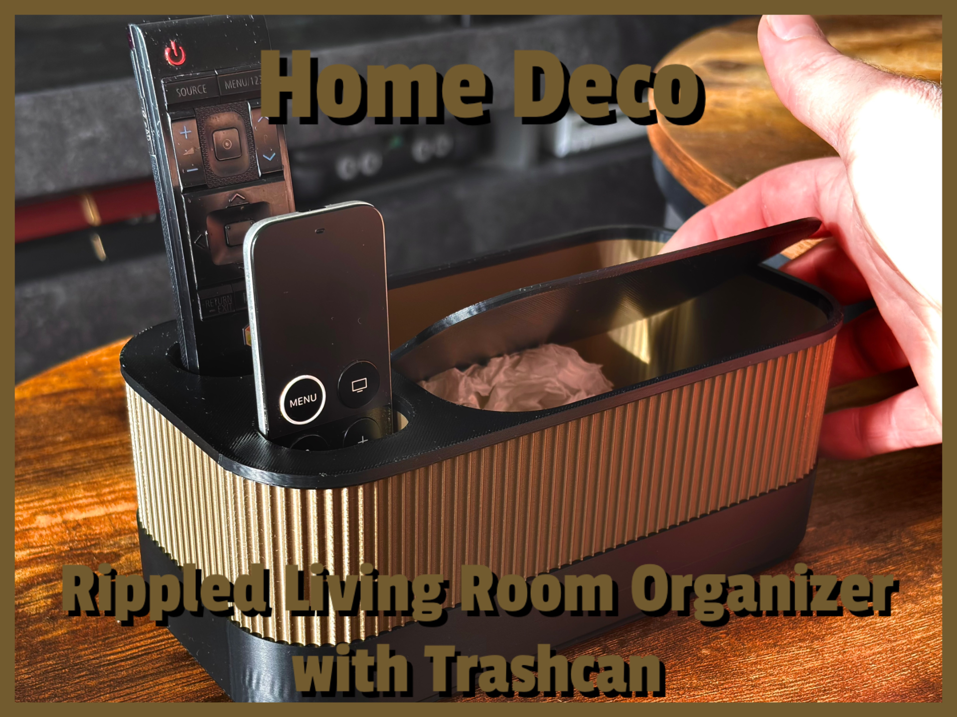 Living Room Desk Organizer with Trashcan