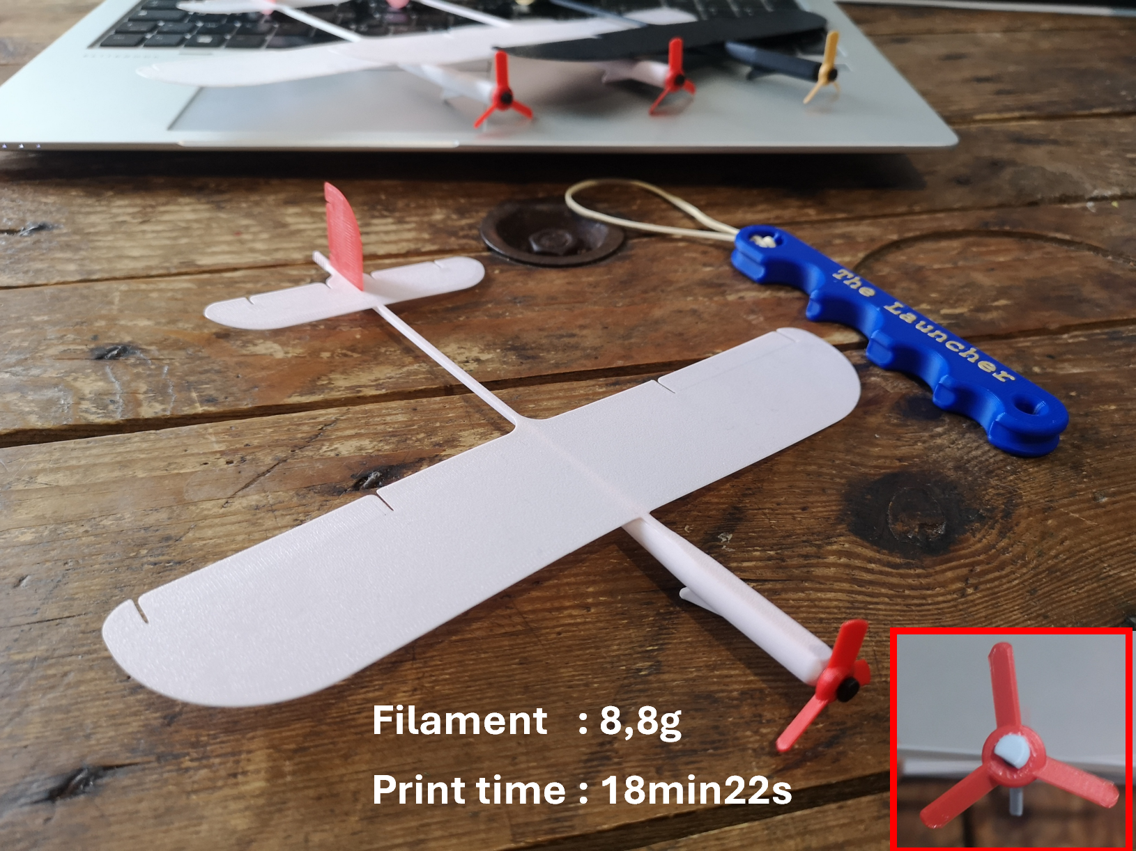 Mini planeur à hélice - 0925 - plane + launcher