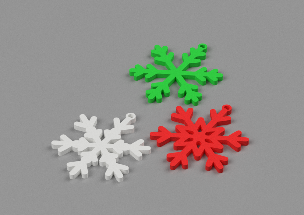 3 Snowflakes - Christmas tree pendants v2