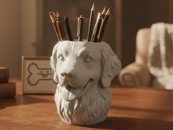Golden Retriever Desk Organizer & Pencil Holder