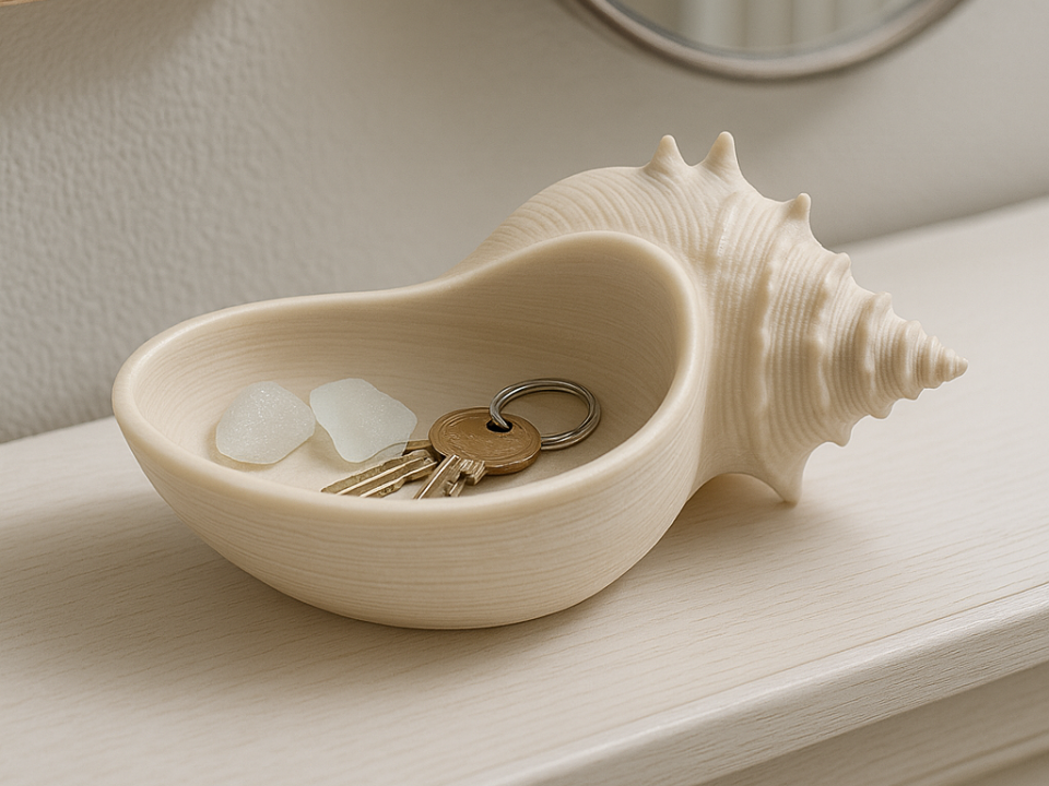 Conch Shell Catchall Tray Coastal Entryway Bowl