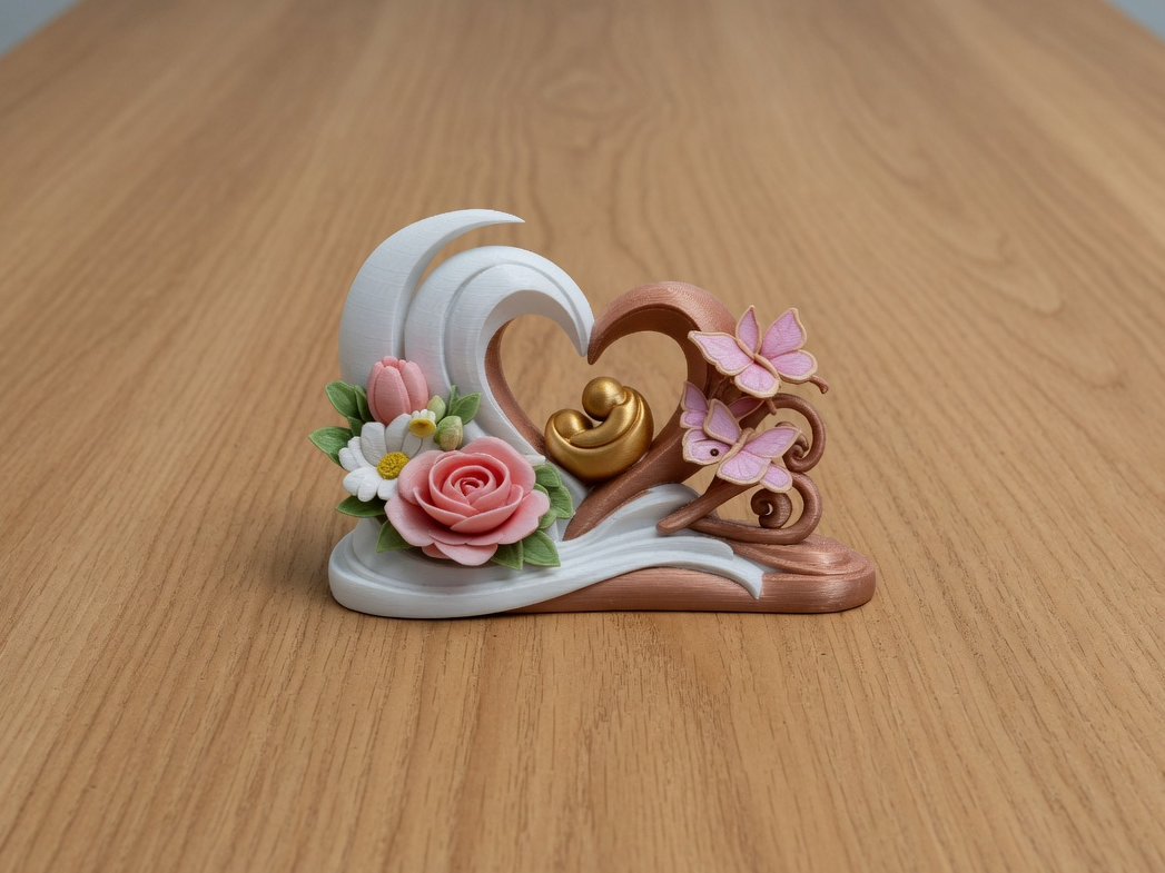 Mother's Day Heart & Flowers Sculpture