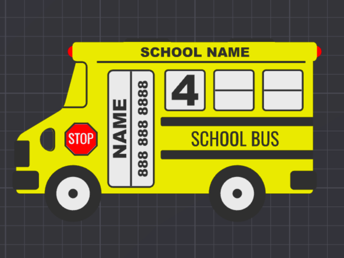 Yellow Bus Tag – Multicolour Child Safety Tag