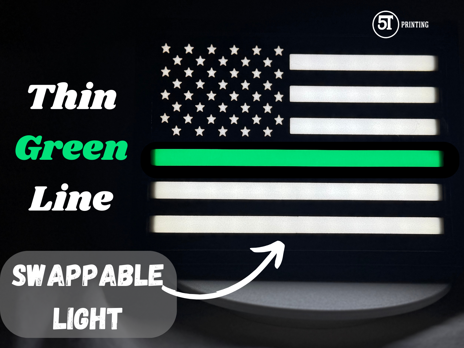 Thin Green Line Swappable Light