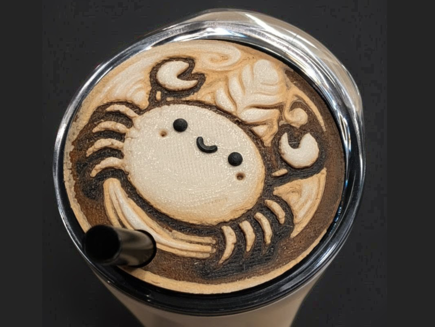 Cute Crab Latte - Tumbler Topper, Keychain, etc.