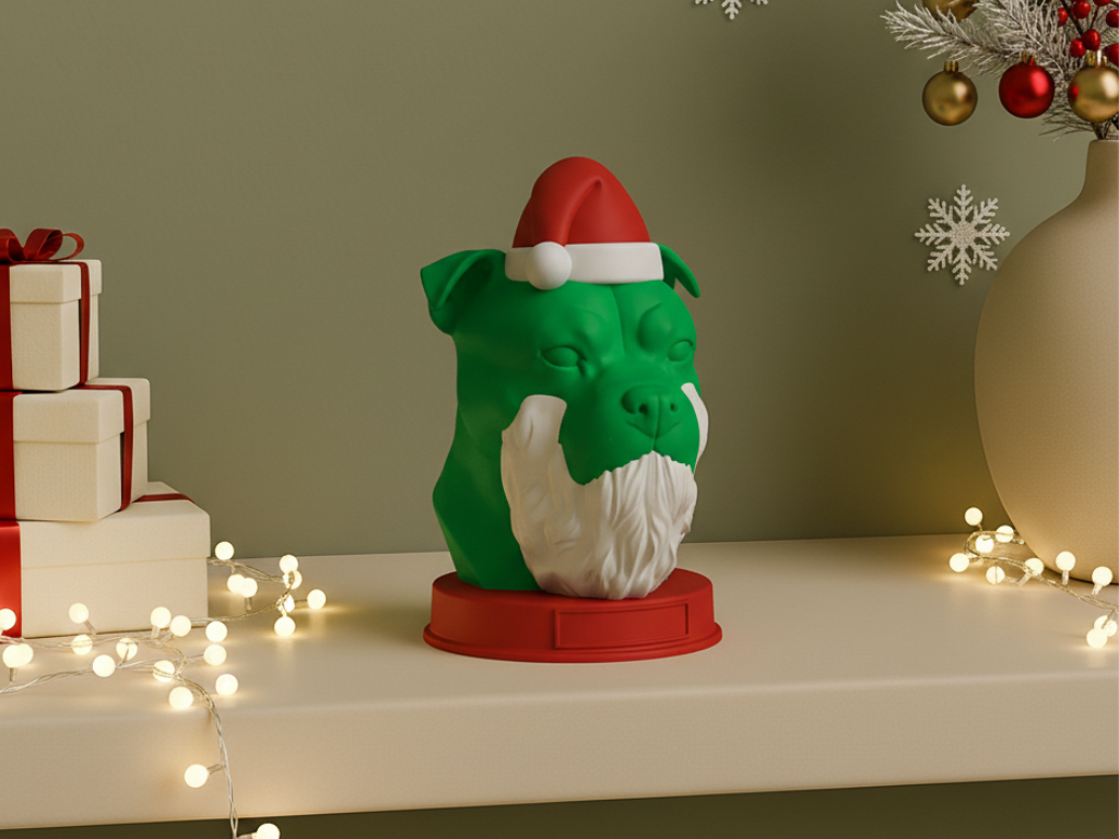 Staffordshire Bull Terrier - Christmas Dog Bust