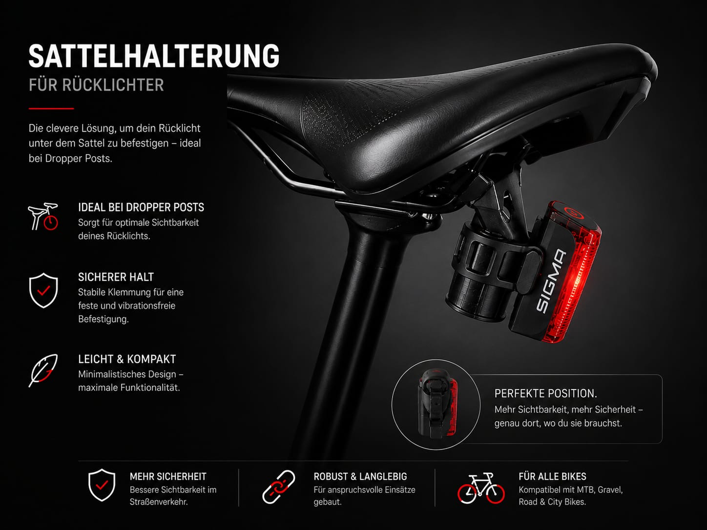Rücklichthalter für Sattelstreben