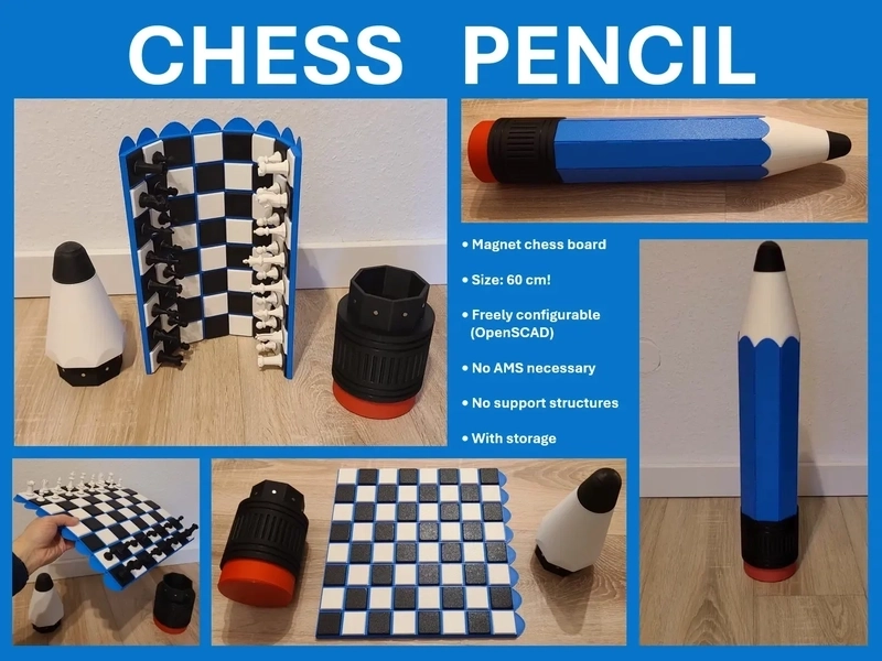 Faltbares Schachbrett "Chess Pencil"