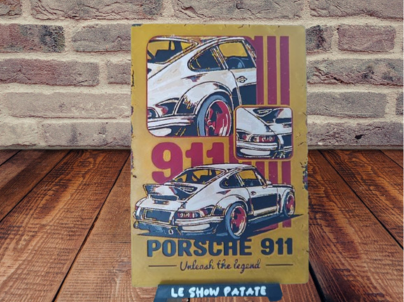 Plaque vintage Porsche 911 Hueforge
