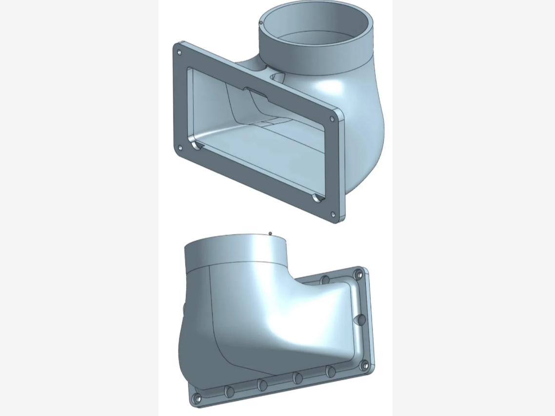 Prusa Core One Rear Vent Mount 3in 4in Hose 90deg
