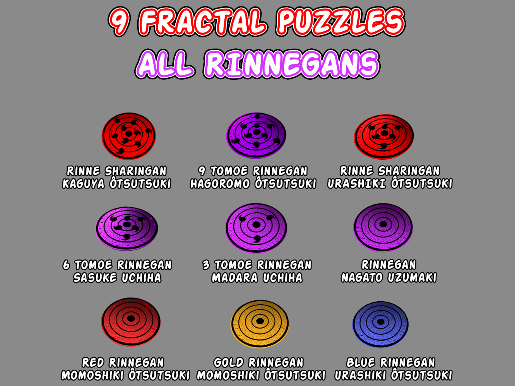 9 Fractal Puzzles - ALL RINNEGANS