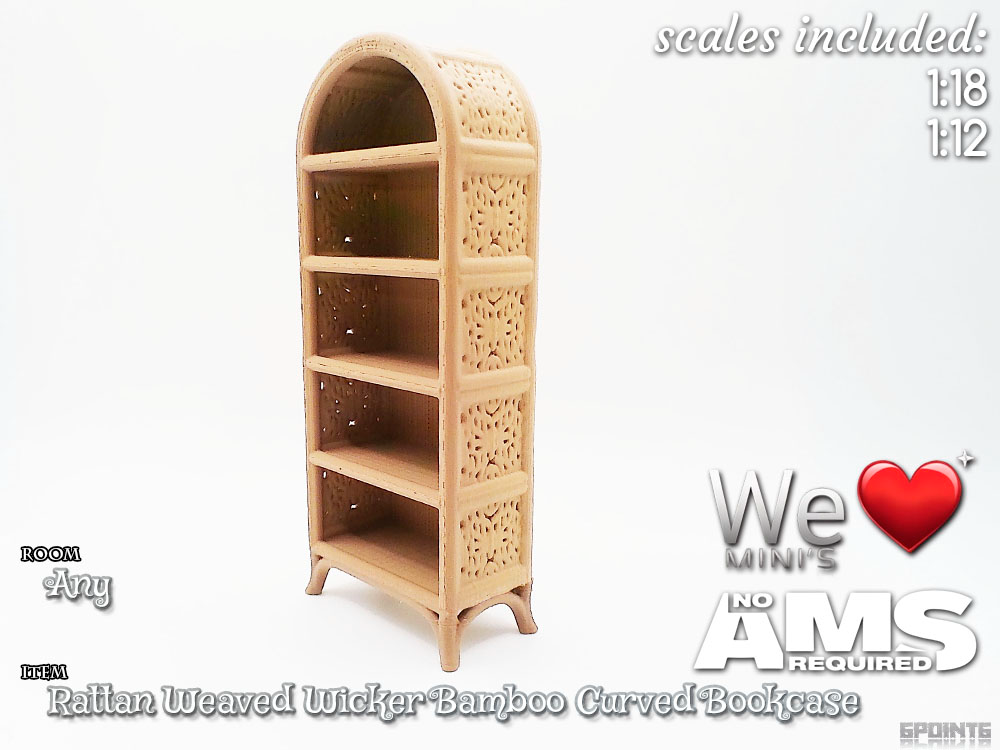 WLM - Rattan Weaved Wicker Bamboo Curved Bookcase