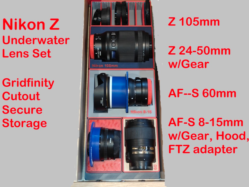 Gridfinity Nikon Z Underwater Photo Lens Set