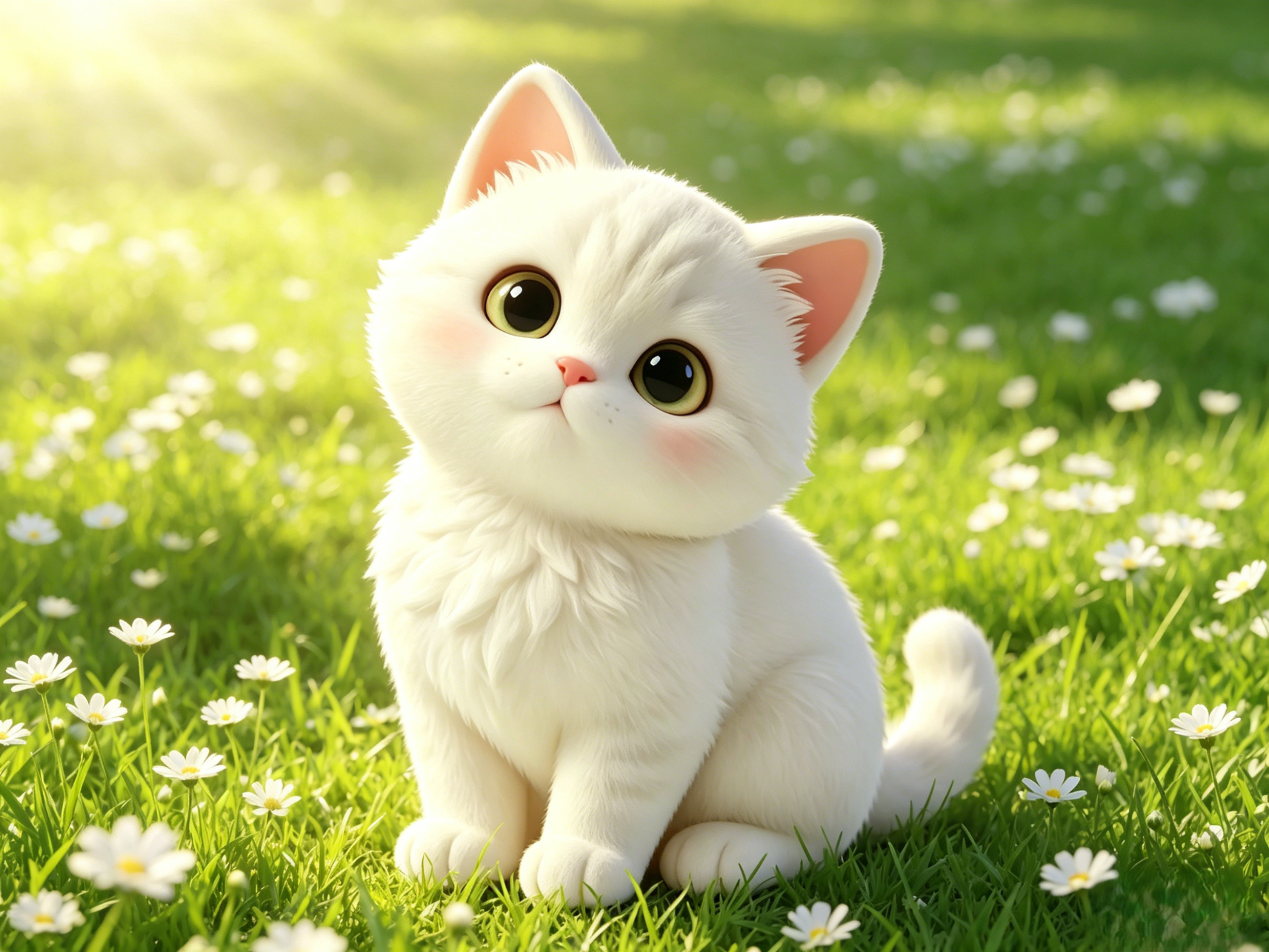 Adorable Head-Tilting Kitten Statue - Funny &Cute