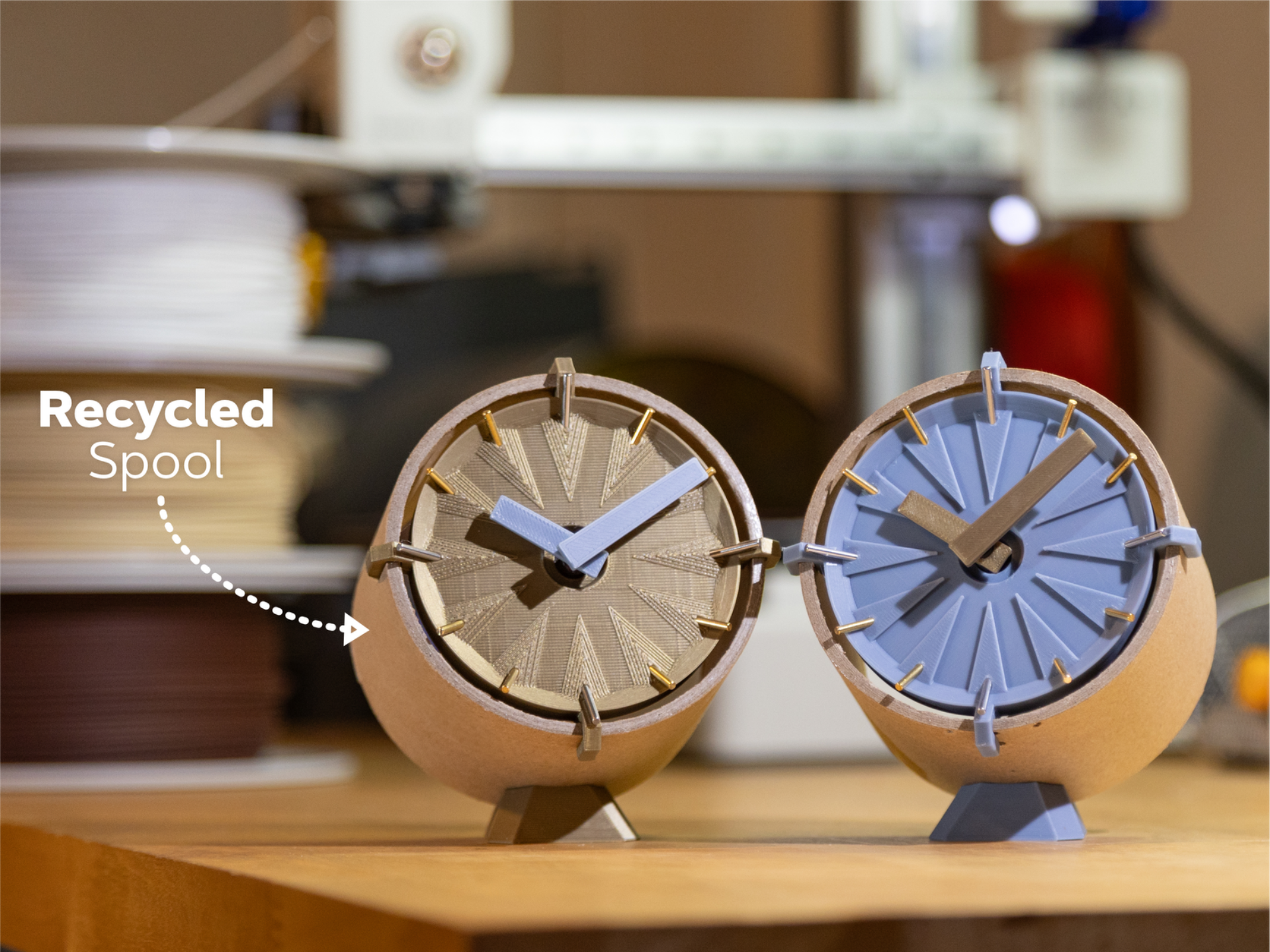 Recycled Spool - Art Deco Clock with Brass & Steel