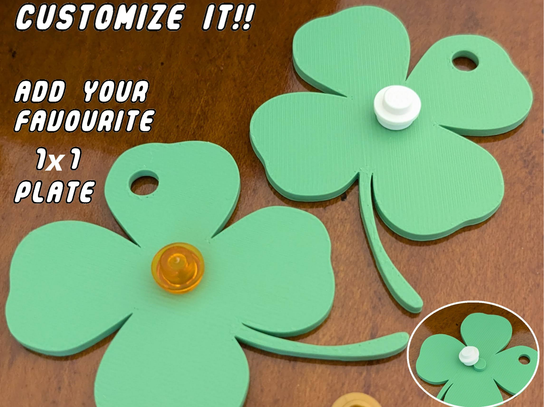 4 Leaf Clover Keychain with 1x1 Brick connector