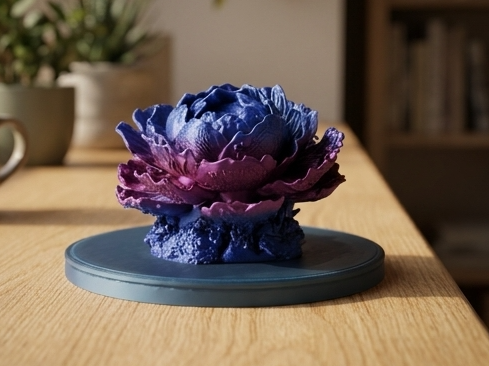 Coral Peony Sculpture - Vibrant Floral Art Decor