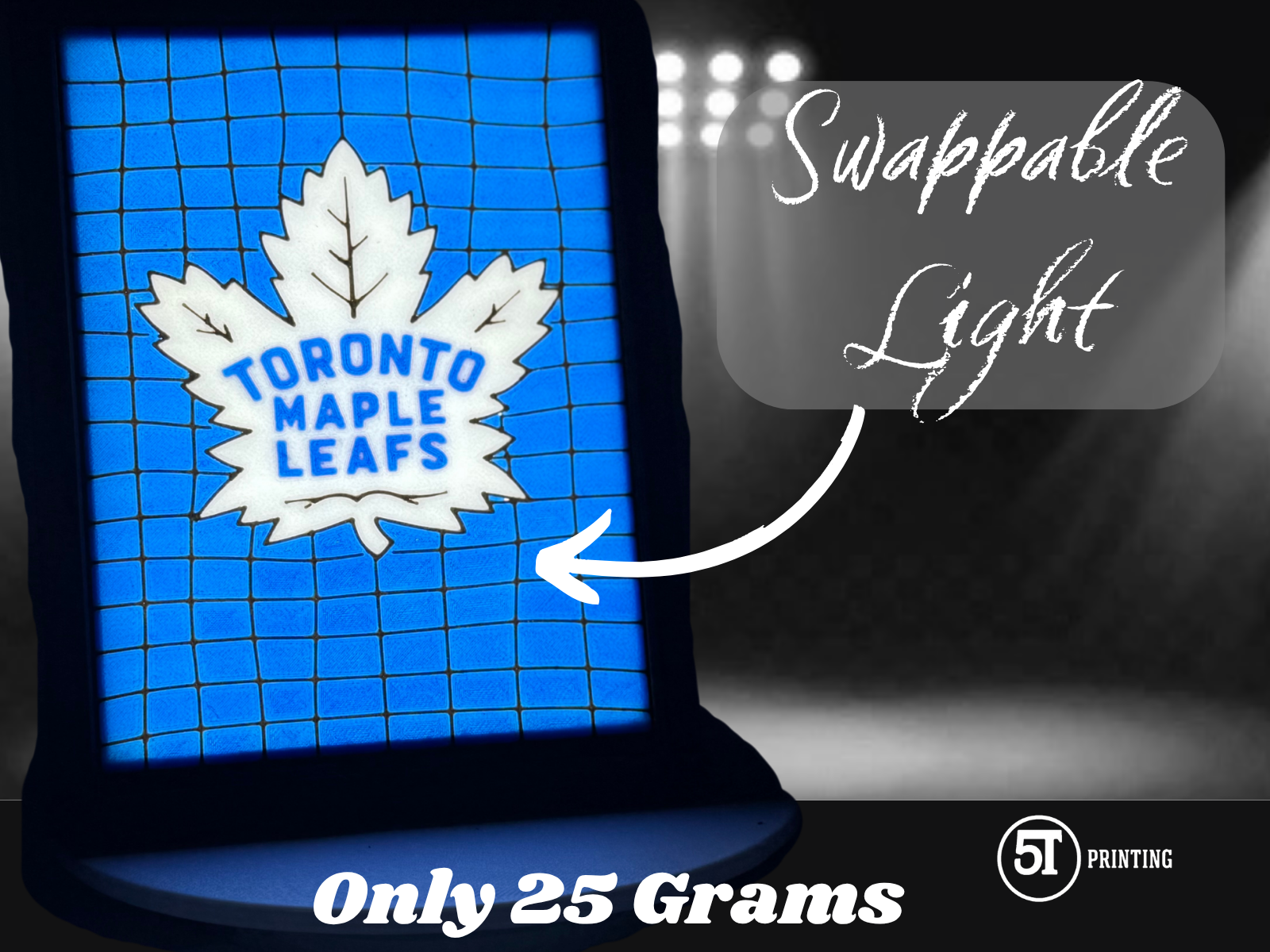 Toronto Maple Leafs light (swappable glass)