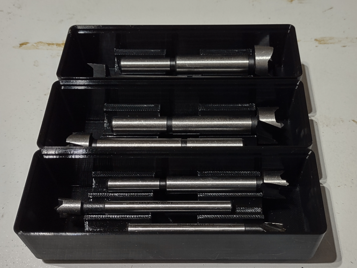 Gridfinity 1x3 Forstner Bit Holders Modular