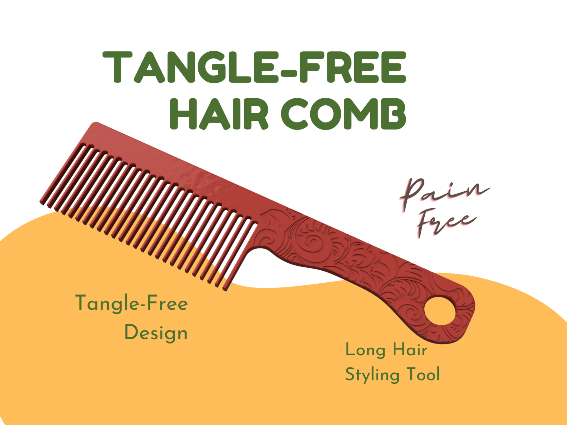Long Hair Comb with Flower Handle