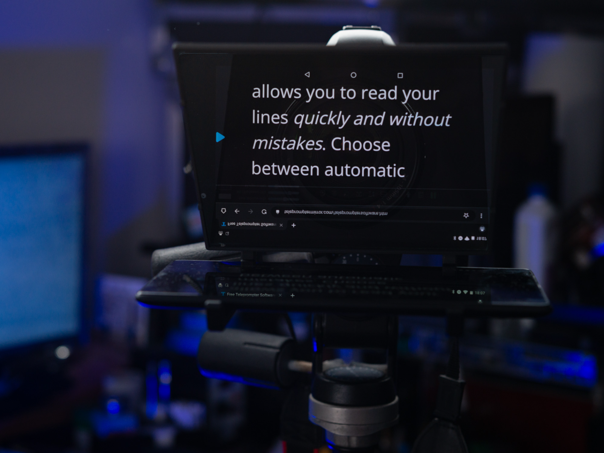 Lens mounted mini teleprompter