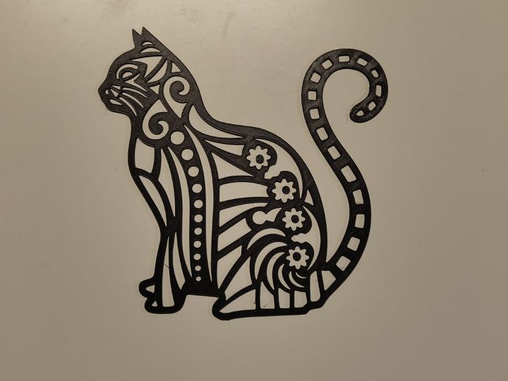 Tribal lowpoly cat wall art