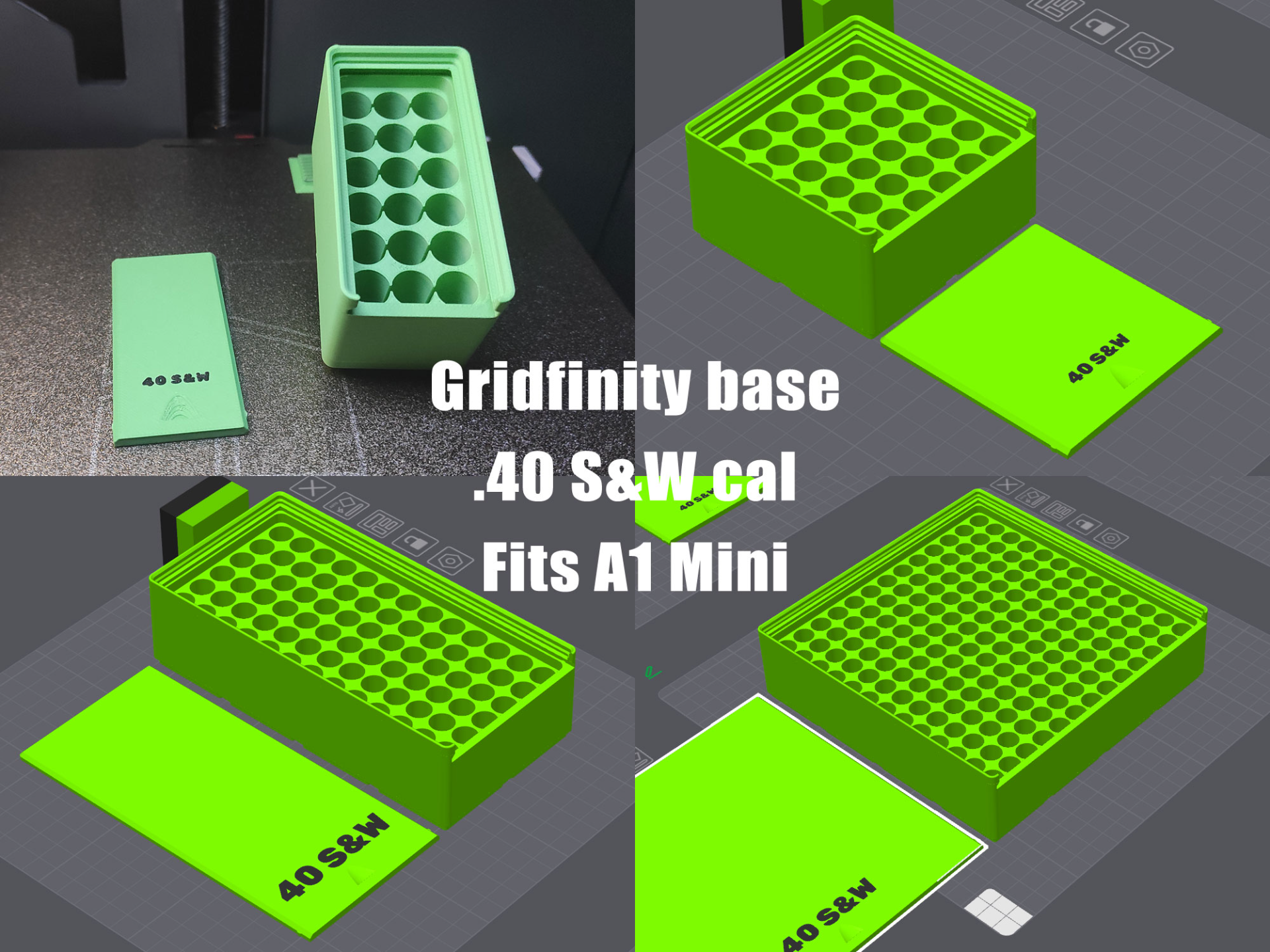 .40 S&W Gridfinity Ammo Storage Box - 1x1 to 4x4