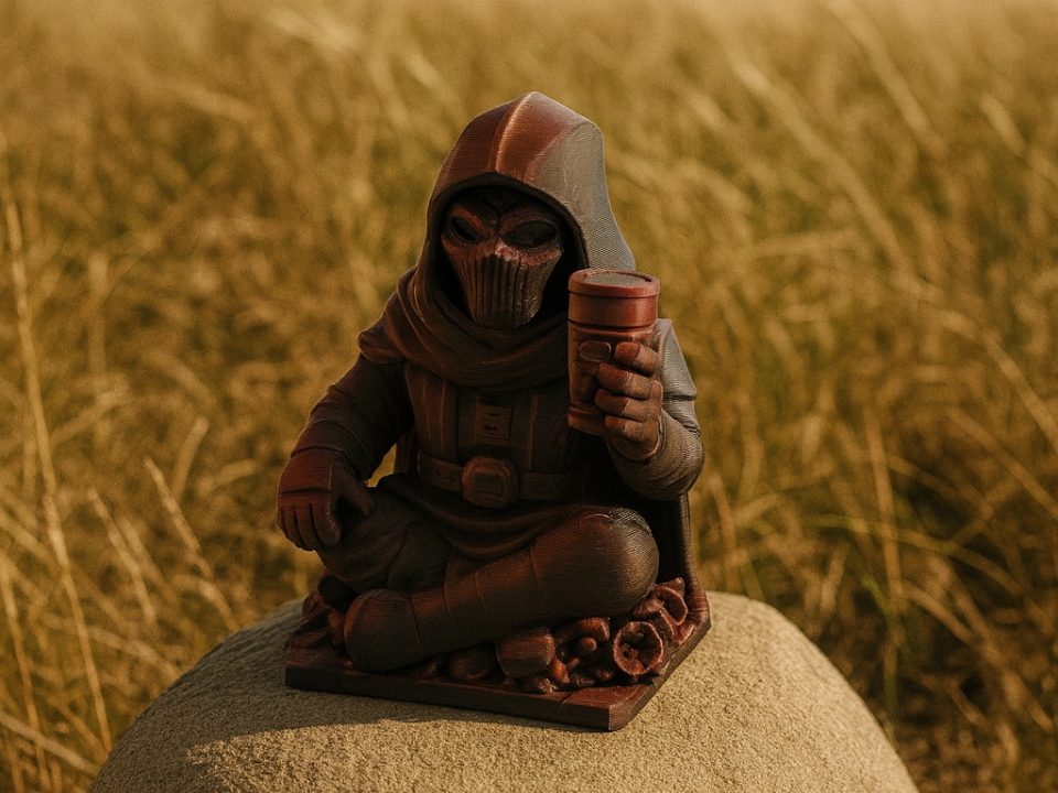 Kaffee-Mystiker in Meditation