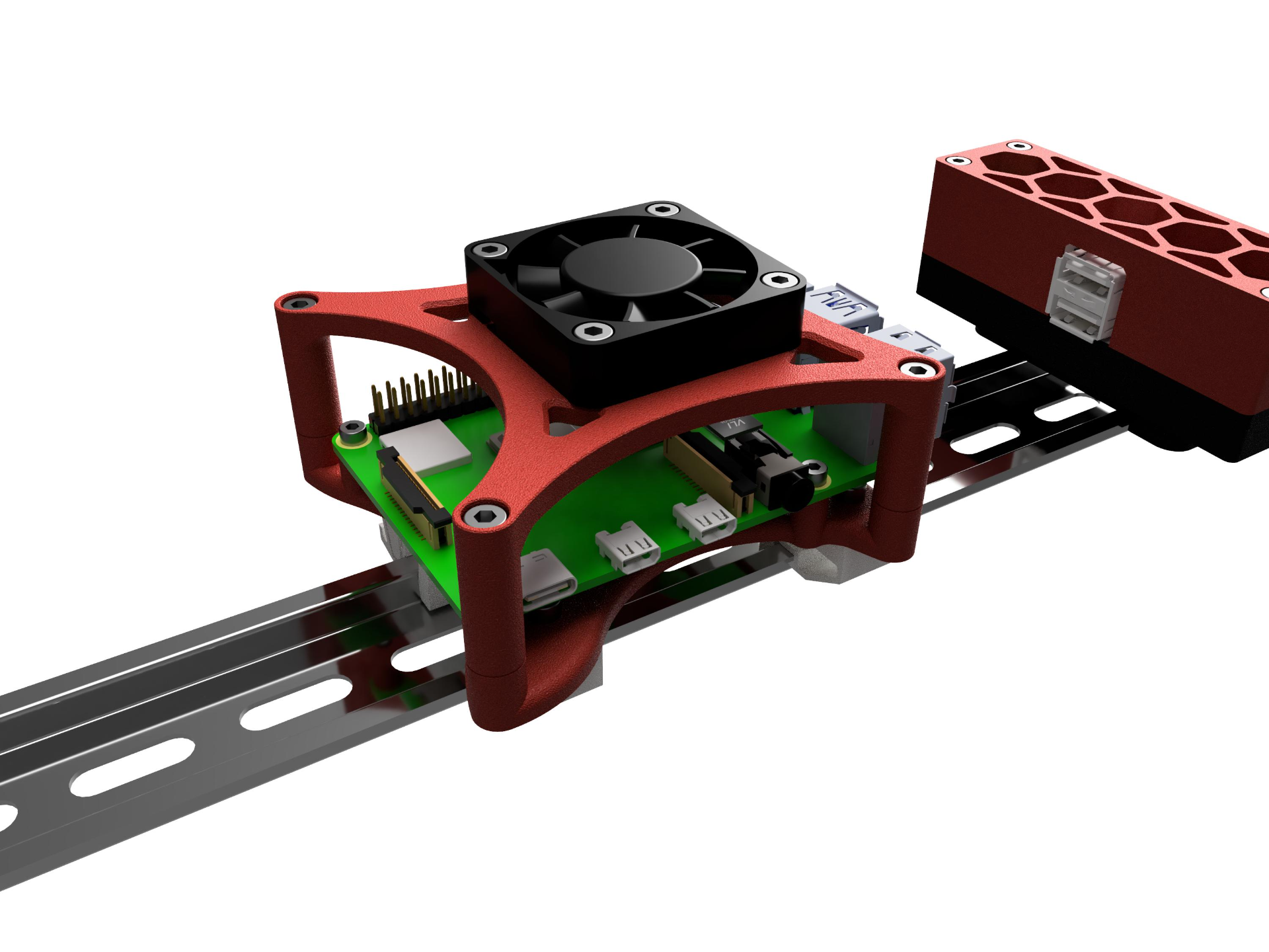 RPI Din Clips Mount 40mm Cooling Fan