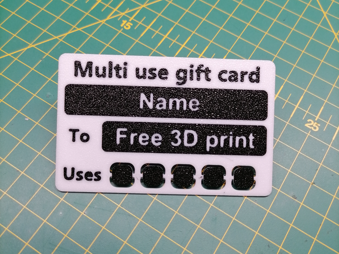Multi Use Gift card,  customizable