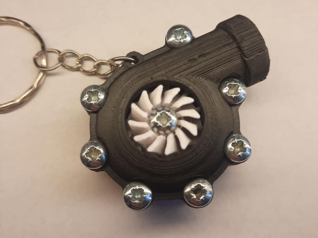Turbocharger keychain (spinning turbine)