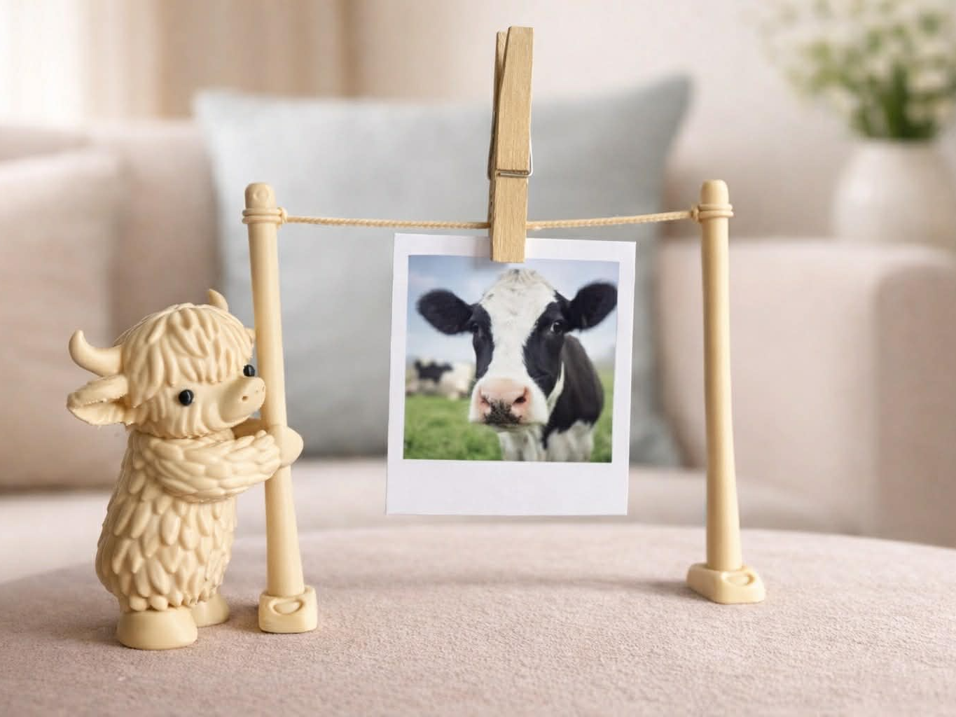 Clothesline photo holder Highland Cow