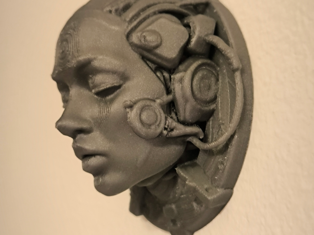 Humanoid Female Head sculpture - 3D wall art