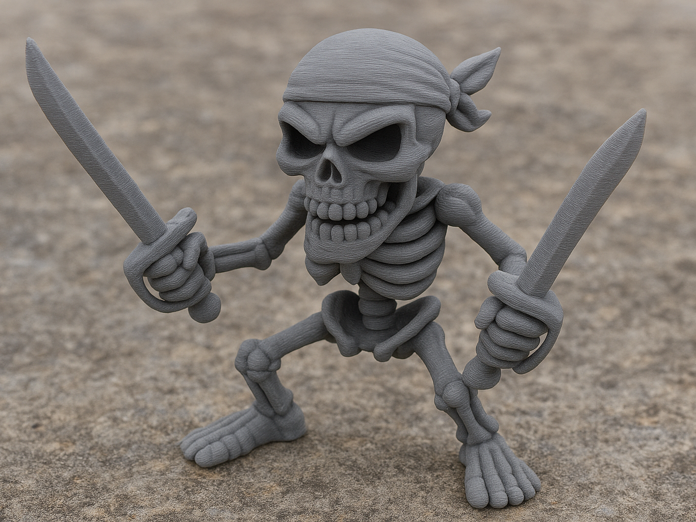skeleton with knives