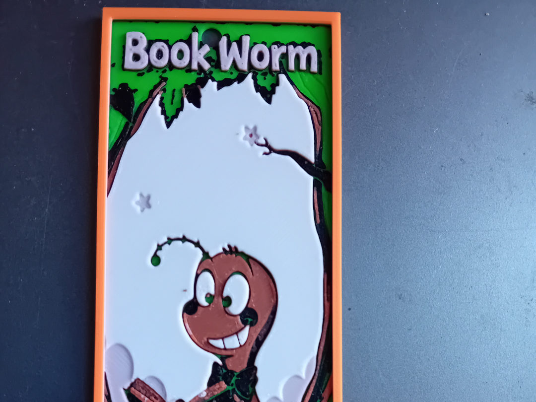 Bookworm bookmark- book worm hueforge book mark