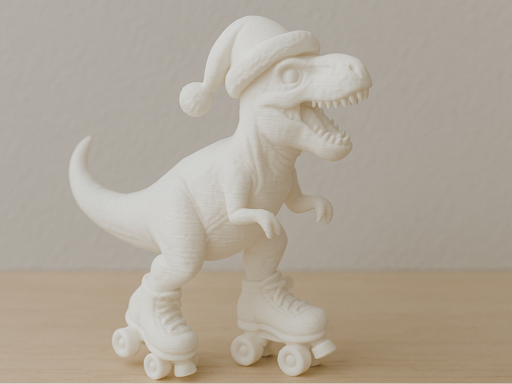 Christmas T-Rex on Roller Skates