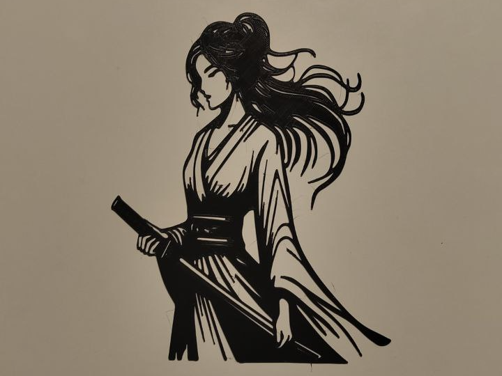 asian woman warrior wall art