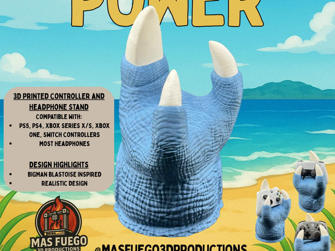 Blastoise-Inspired Controller & Headphone Stand