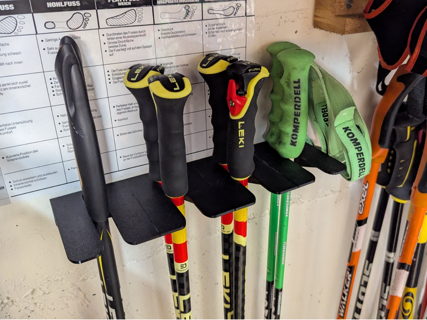 Wall-mounted ski pole holder