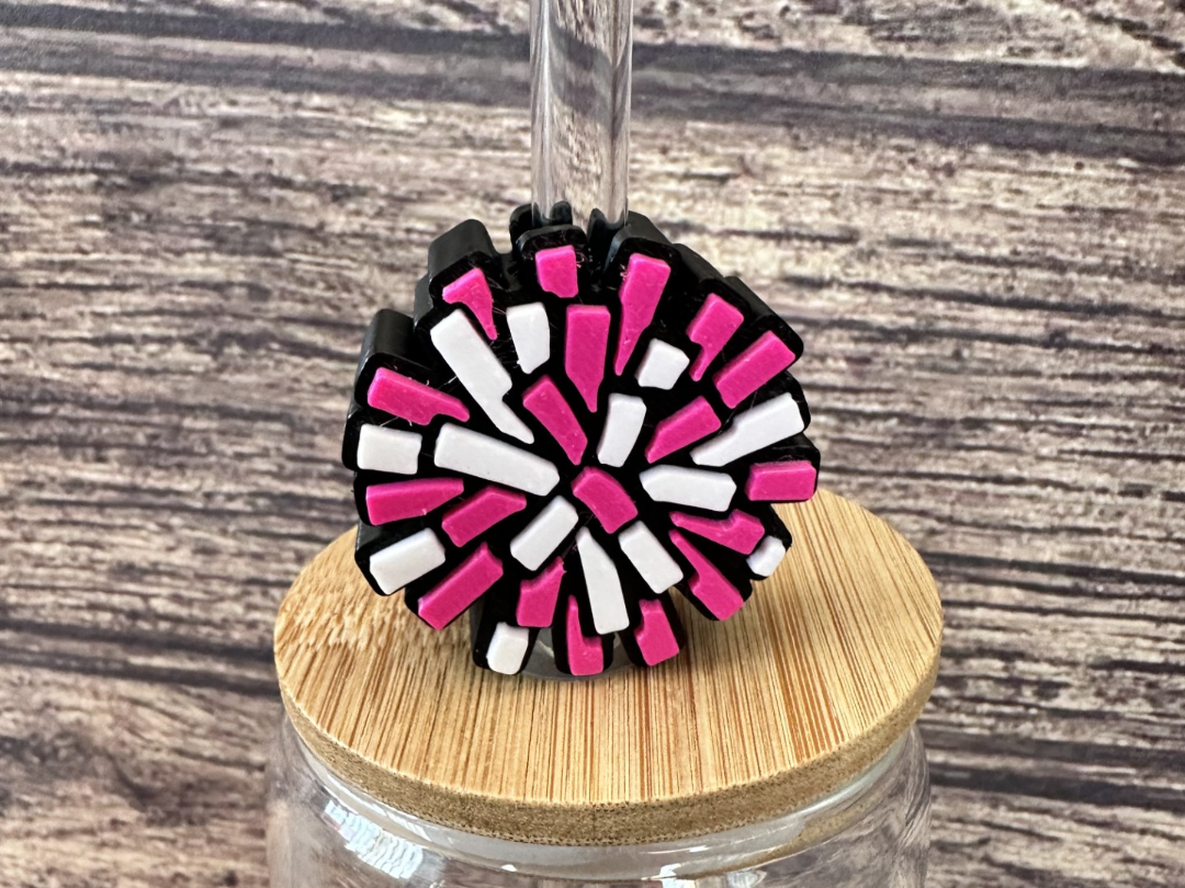 Pom Pom Cheer Sports Straw Topper