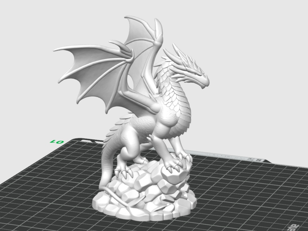 A large European dragon on a rock